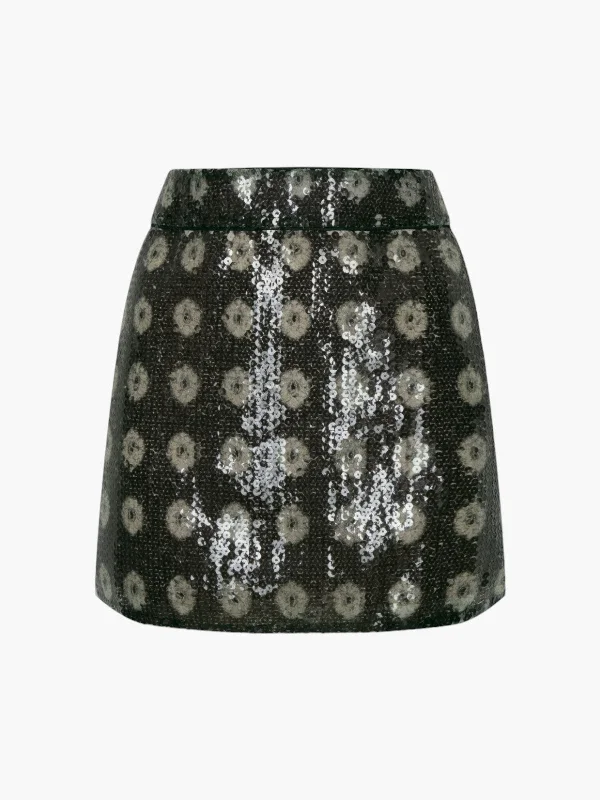 El Carmen Sequins Mini Skirt | Green chiffon skirt airy