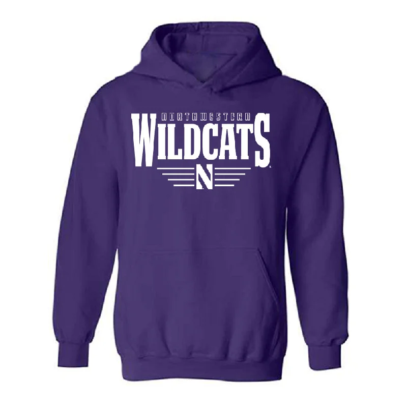 Northwestern - NCAA Women's Swimming & Diving : Claudia Chang - Classic Shersey Hooded Sweatshirt Hoodie with Hem Fringe Bohemian Relaxed