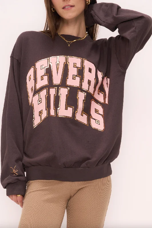 Beverly Hills Sweatshirt Hoodie with Cuffed Sleeves Snug Secure