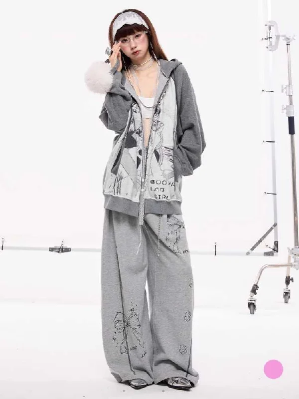 Printed hooded sweatshirt【s0000010417】 Hoodie with Illustration Artistic Creative