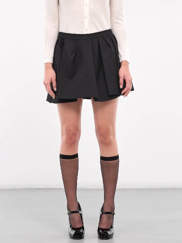 Irregular Pleated Skirt (SK02-WTT001-BLACK) denim skirt classic