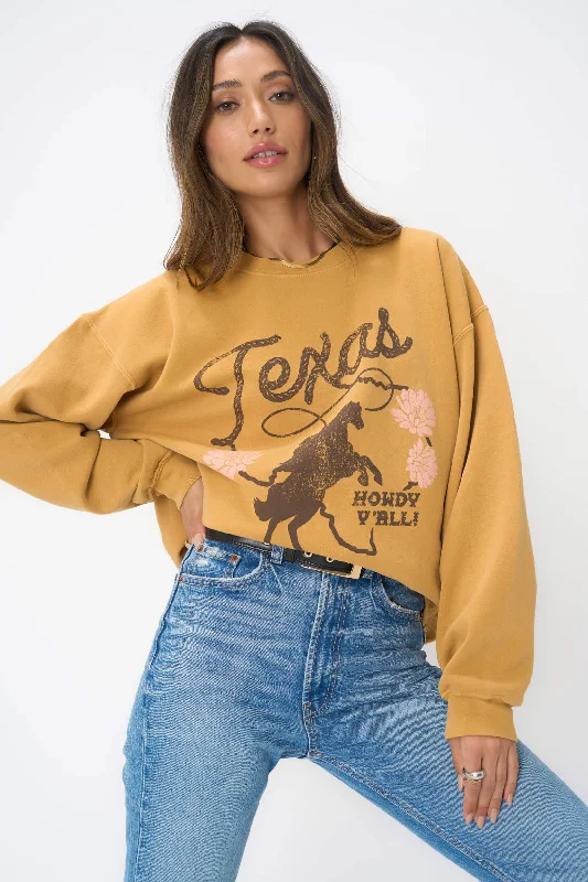 Texas Y'all Sweatshirt Hoodie with Belted Waist Structured Tailored