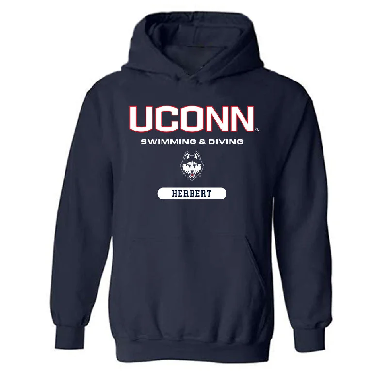 UConn - NCAA Women's Swimming & Diving : Olivia Herbert - Classic Shersey Hooded Sweatshirt Hoodie with Side Slits Relaxed Casual