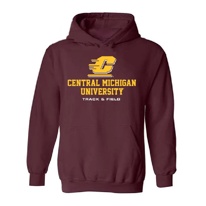 Central Michigan - NCAA Women's Track & Field : Kendell Wilcox - Classic Shersey Hooded Sweatshirt Hoodie with Hem Applique Textured Unique Central Michigan - NCAA Women's Track & Field : Kendell Wilcox - Classic Shersey Hooded Sweatshirt Hoodie with Hem Applique Textured Unique