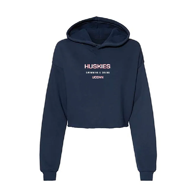 UConn - NCAA Women's Swimming & Diving : Olivia Herbert - Women's Crop Fleece Hoodie Hoodie with Slit Hem Functional Movement