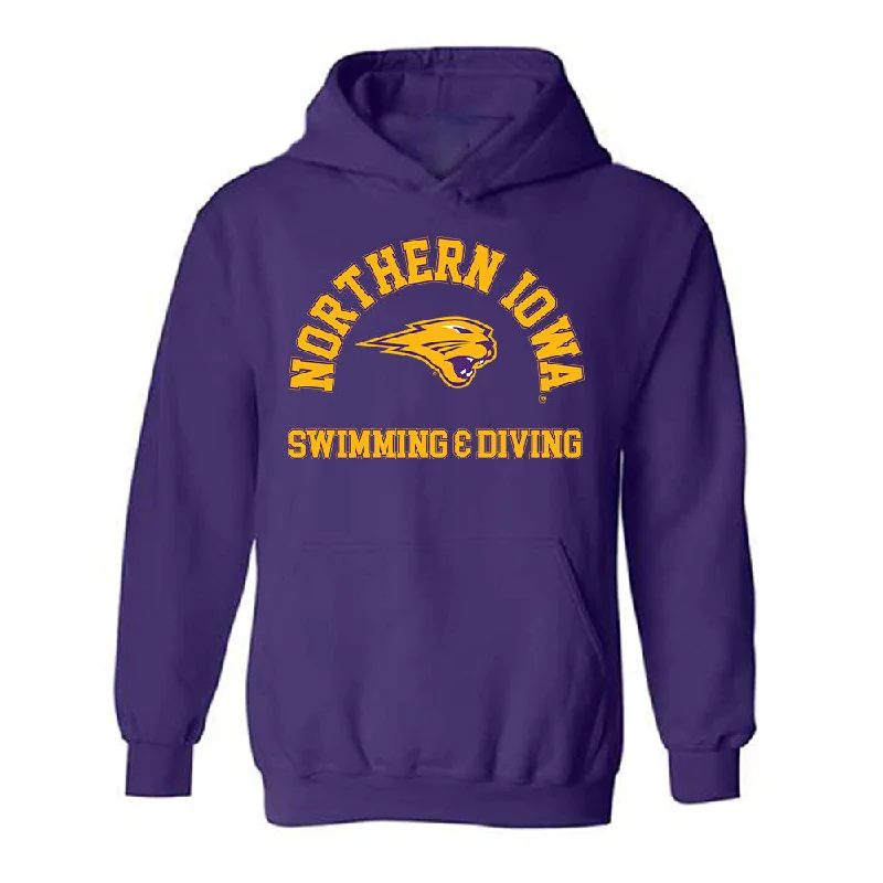 Northern Iowa - NCAA Women's Swimming & Diving : Crystal Benjamin - Classic Shersey Hooded Sweatshirt Hoodie with Thumb Holes Functional Cozy