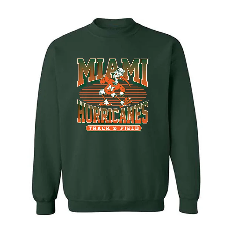 Miami - NCAA Women's Track & Field : Brittney Jennings - Classic Shersey Crewneck Sweatshirt Hoodie with Front Slit Layering Stylish Miami - NCAA Women's Track & Field : Brittney Jennings - Classic Shersey Crewneck Sweatshirt Hoodie with Front Slit Layering Stylish