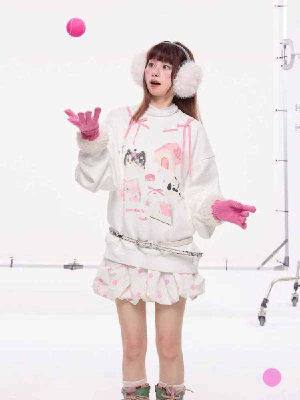 Cat illustration oversize sweatshirt【s0000010425】 Graphic Hoodie Design Print