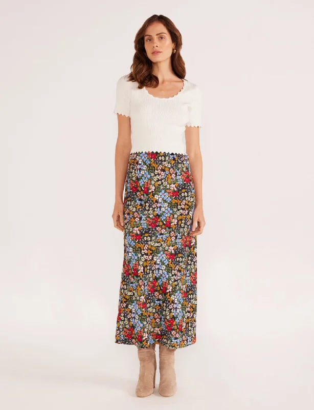 Josie Bias Midi Skirt velvet skirt luxurious