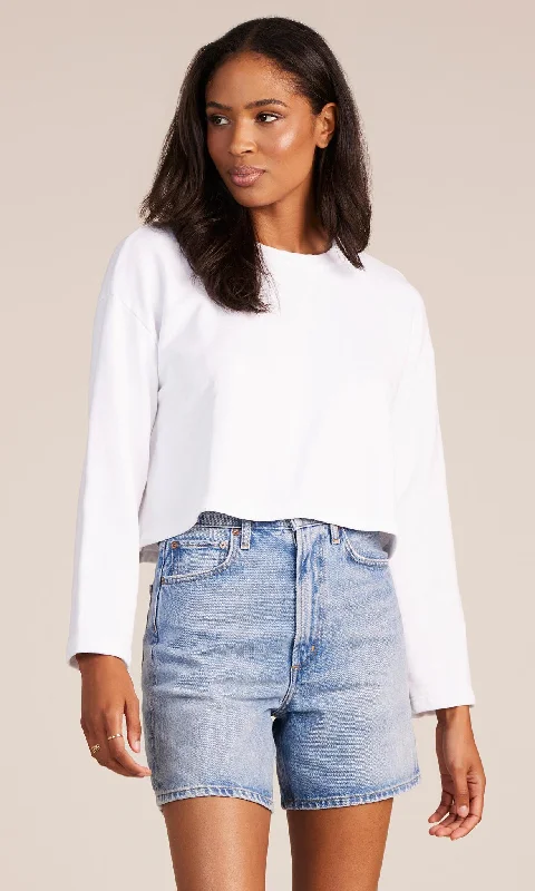 BOBI Wide Sleeve Boxy Sweatshirt Hoodie with Hem Lace Feminine Delicate