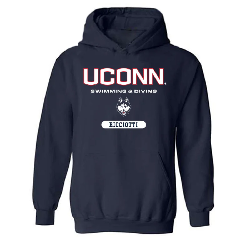 UConn - NCAA Women's Swimming & Diving : Jordyn Ricciotti - Classic Shersey Hooded Sweatshirt Hoodie with Rolled Sleeves Casual Relaxed