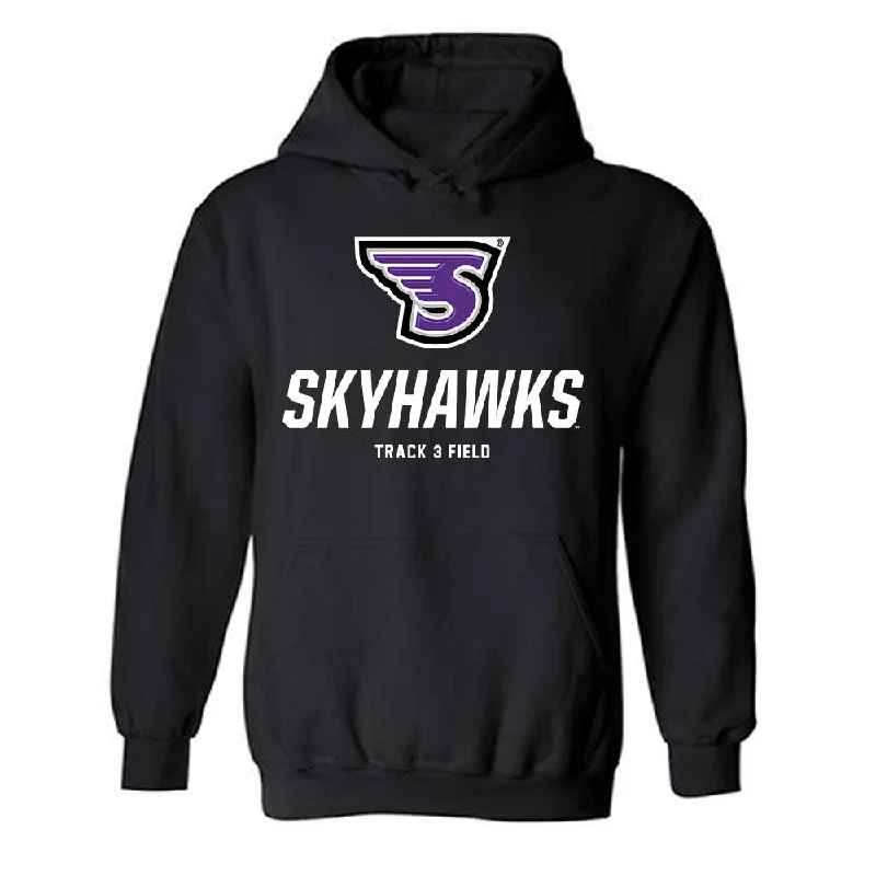 Stonehill - NCAA Women's Track & Field (Indoor) : Kendall Barton - Classic Shersey Hooded Sweatshirt Hoodie with Monochrome Minimalist Simple