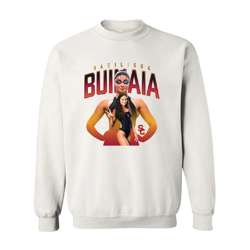 USC - NCAA Women's Swimming & Diving : Vasilissa Buinaia - Crewneck Sweatshirt Hoodie with Hem Contrast Bold Stylish
