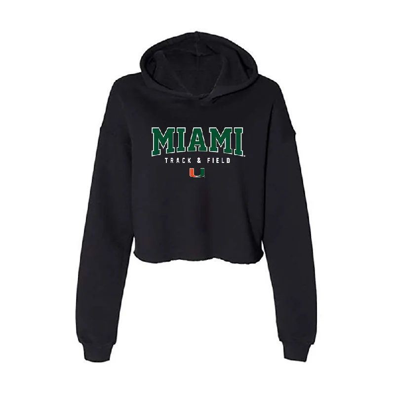 Miami - NCAA Women's Track & Field : Brittney Jennings - Women's Crop Fleece Hoodie Hoodie with Velcro Closure Adjustable Secure Miami - NCAA Women's Track & Field : Brittney Jennings - Women's Crop Fleece Hoodie Hoodie with Velcro Closure Adjustable Secure
