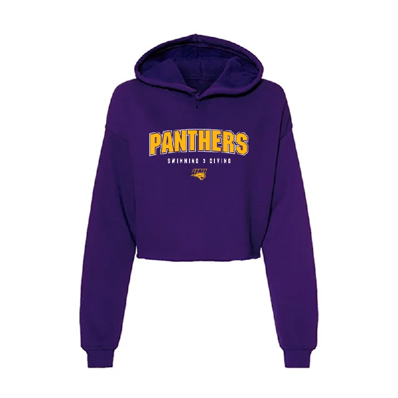 Northern Iowa - NCAA Women's Swimming & Diving : Crystal Benjamin - Women's Crop Fleece Hoodie Hoodie with Mesh Breathable Sporty