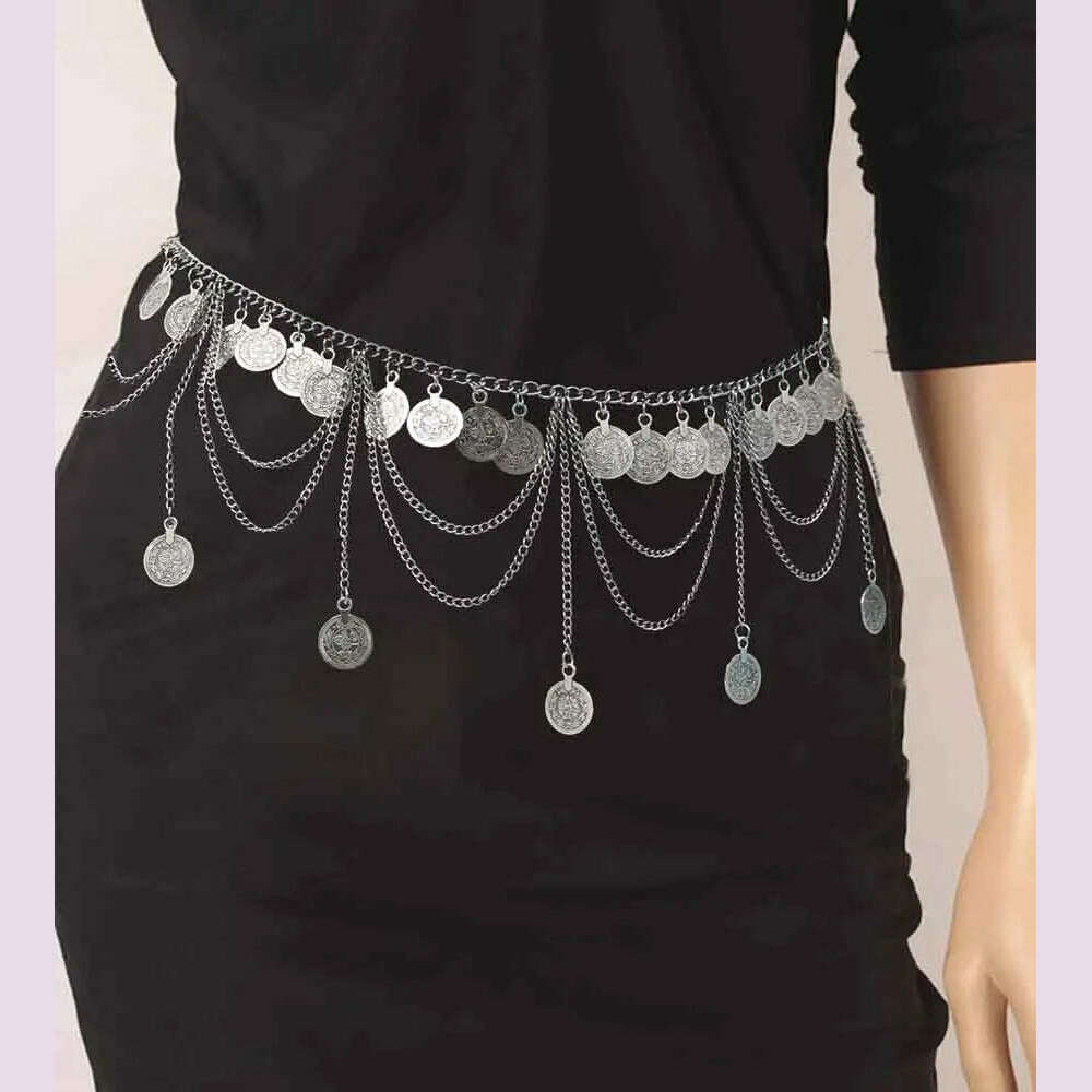 Bohemian Vintage Metal Coin Tassel Belly Chains for Women Female Ethnic Dancing Dress Belt Body Chain Party Jewelry GIft