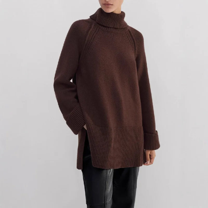 IKEARLAX 2025 Europe, America, autumn and winter new women's clothing new shoulder-plugged knitted sweater fashionable and elegant style loose turtleneck knitted sweater Satin Blend Silk Blend Wool Blend IKEARLAX 2025 Europe, America, autumn and winter new women's clothing new shoulder-plugged knitted sweater fashionable and elegant style loose turtleneck knitted sweater Satin Blend Silk Blend Wool Blend
