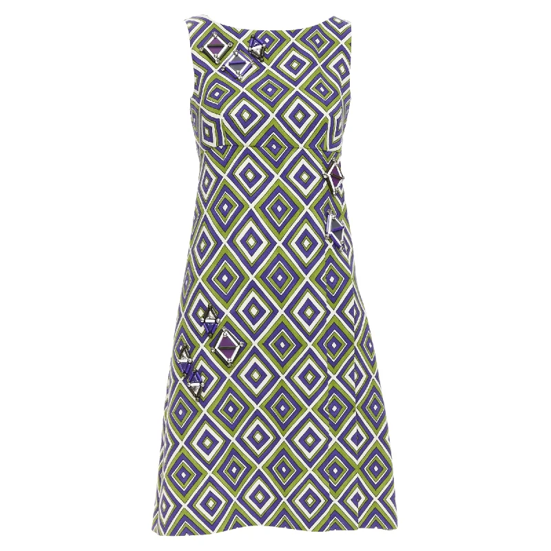Prada resin applique mod mini dress