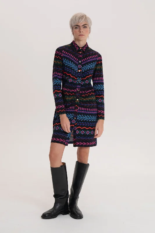 Egyed Draped Shirt Dress Pixel Dark