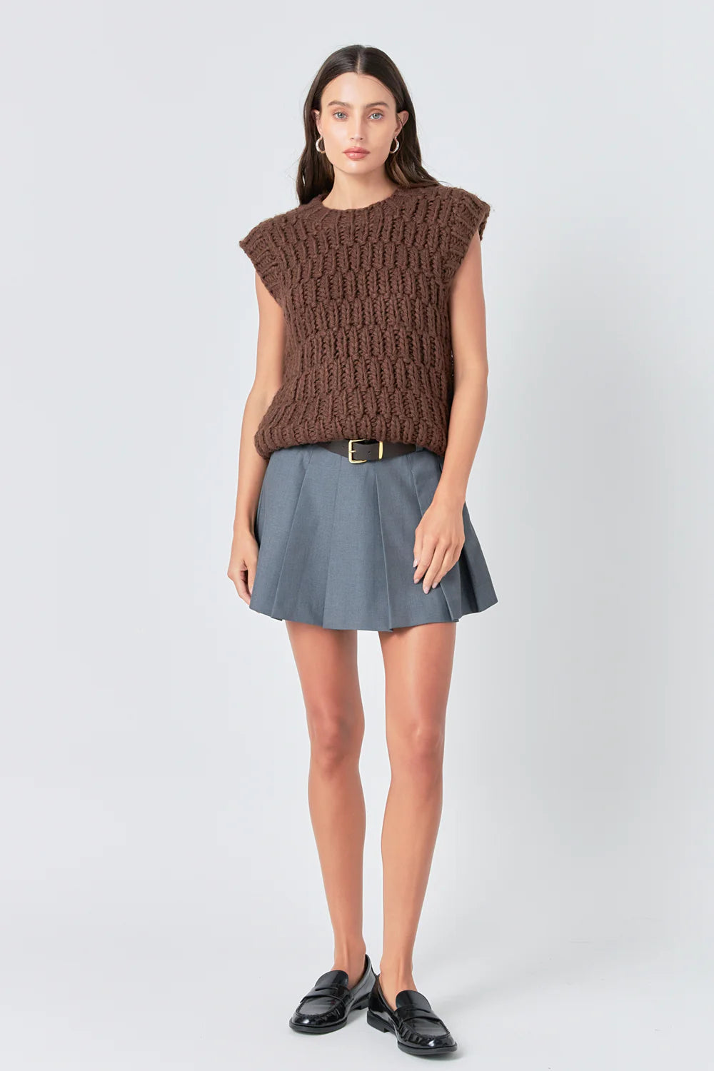 Chunky Knit Sweater Vest Plaid Sweater Polka Dot Checkered