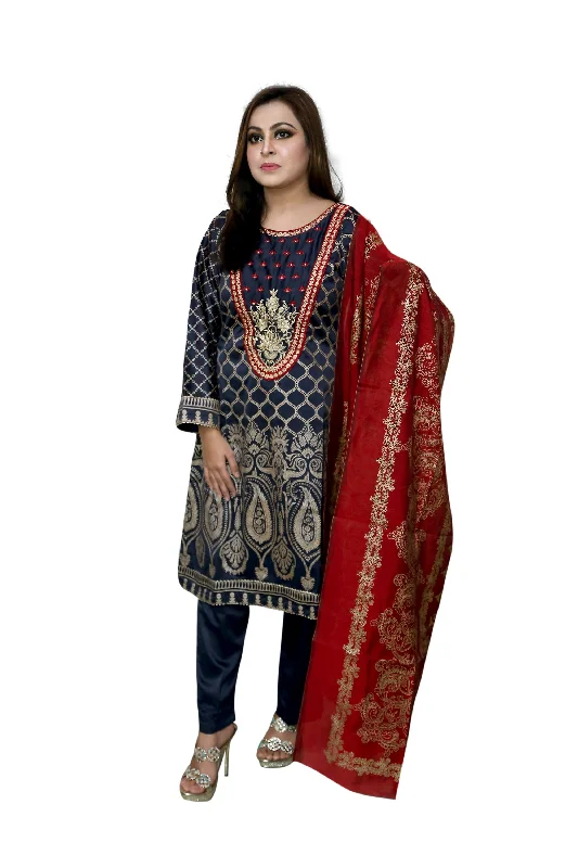 The Ocean 3 Piece Stitched Embroidered Dress SA-011