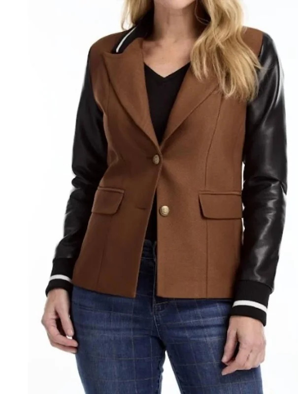 Mixed Media Blazer In Espresso Women's Unique Blazer