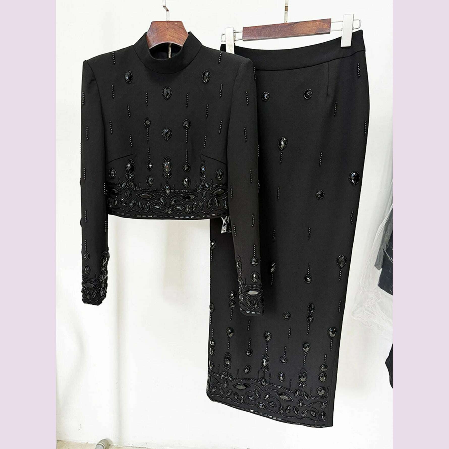 Black long skirt set