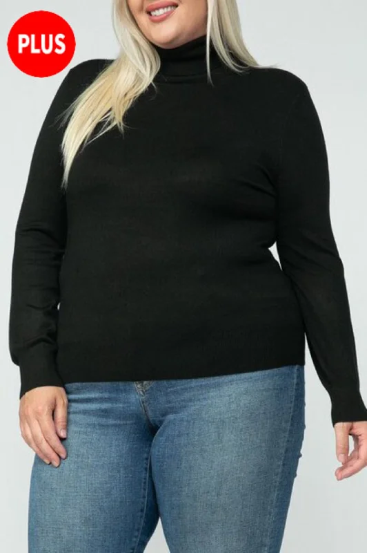 Women's Plus size Long Sleeve Turtleneck Semi Fitted Knitted Pullover Sweater Tops Welt Pockets Slit Pockets Flap Pockets Women's Plus size Long Sleeve Turtleneck Semi Fitted Knitted Pullover Sweater Tops Welt Pockets Slit Pockets Flap Pockets