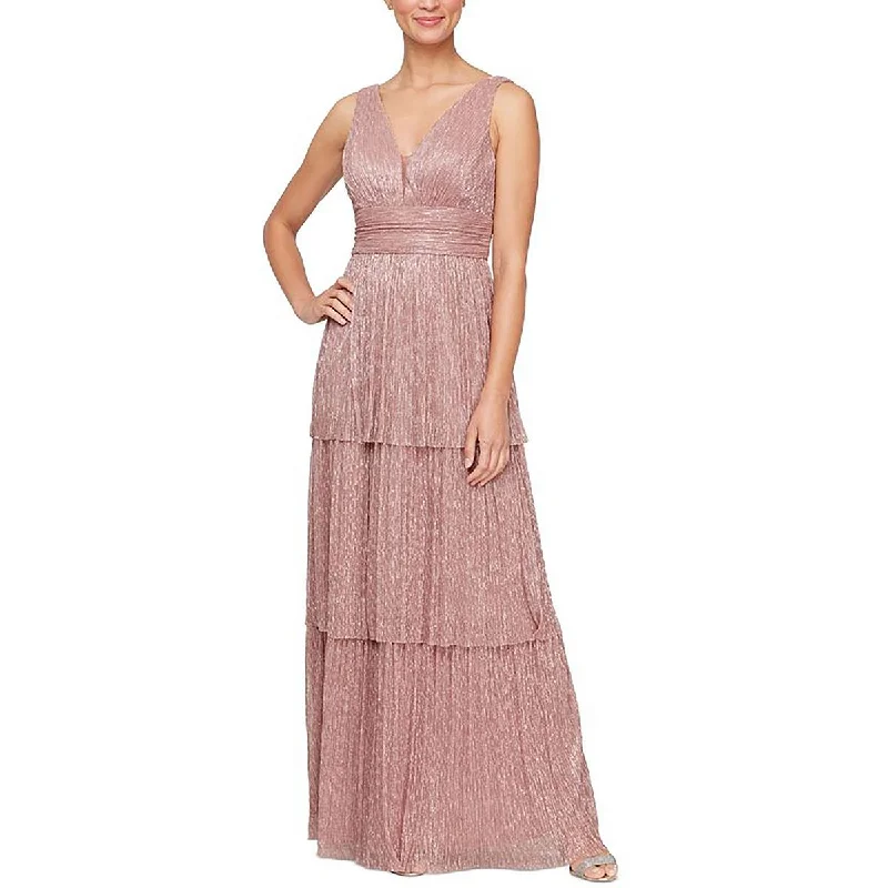 Womens Metallic Long Evening Dress