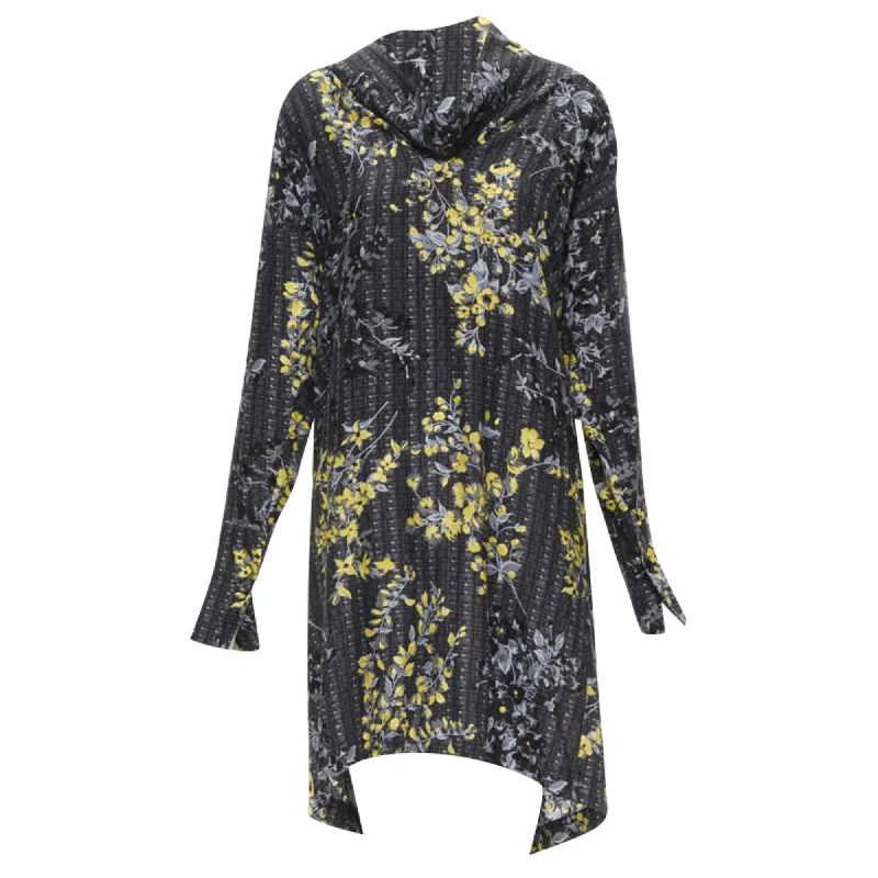 Marni geometric floral print cowl neck silk dress