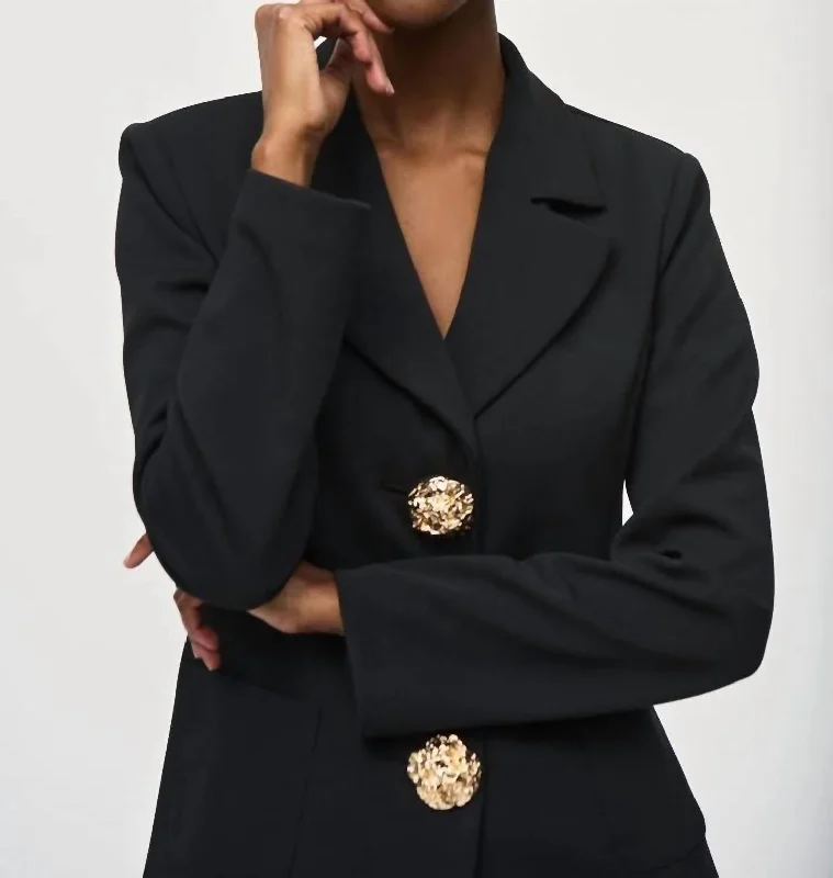 Scuba Crepe Fitted Blazer In Black Women's Unique Blazer