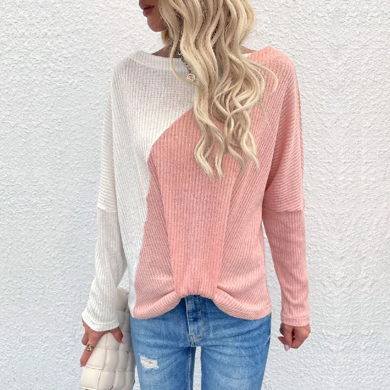 IKEARLAX New Hot Trade popular Autumn New 2025 Women's Clothing Pullover Color Matching Japanese Color Matching Pink Knitted Sweater Fitted Slim Tailored IKEARLAX New Hot Trade popular Autumn New 2025 Women's Clothing Pullover Color Matching Japanese Color Matching Pink Knitted Sweater Fitted Slim Tailored