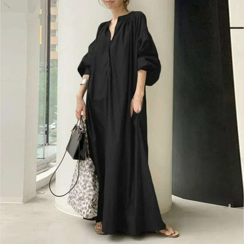 2024 Spring Cotton Linen Women Dress White Pocket Long Dresses Female Winter Trendy Elegant Casual Korean Fashion Clothes Ladies