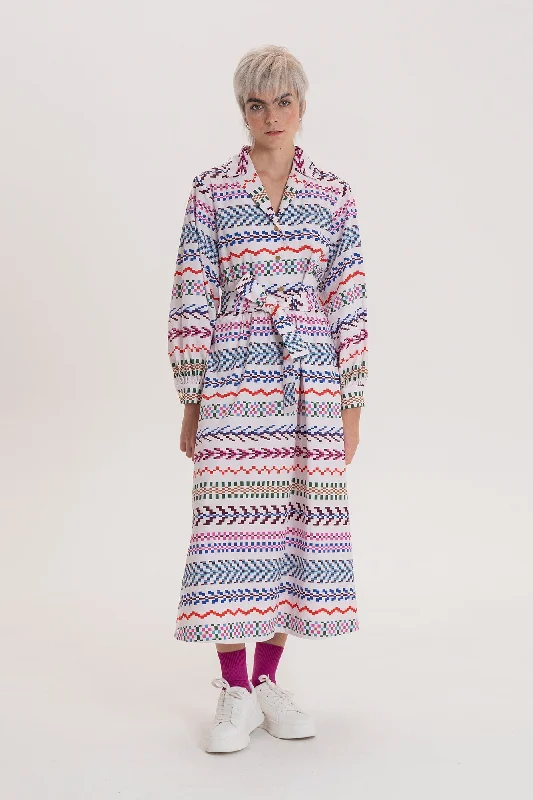 Tanya Poplin Midi Dress Pixel White