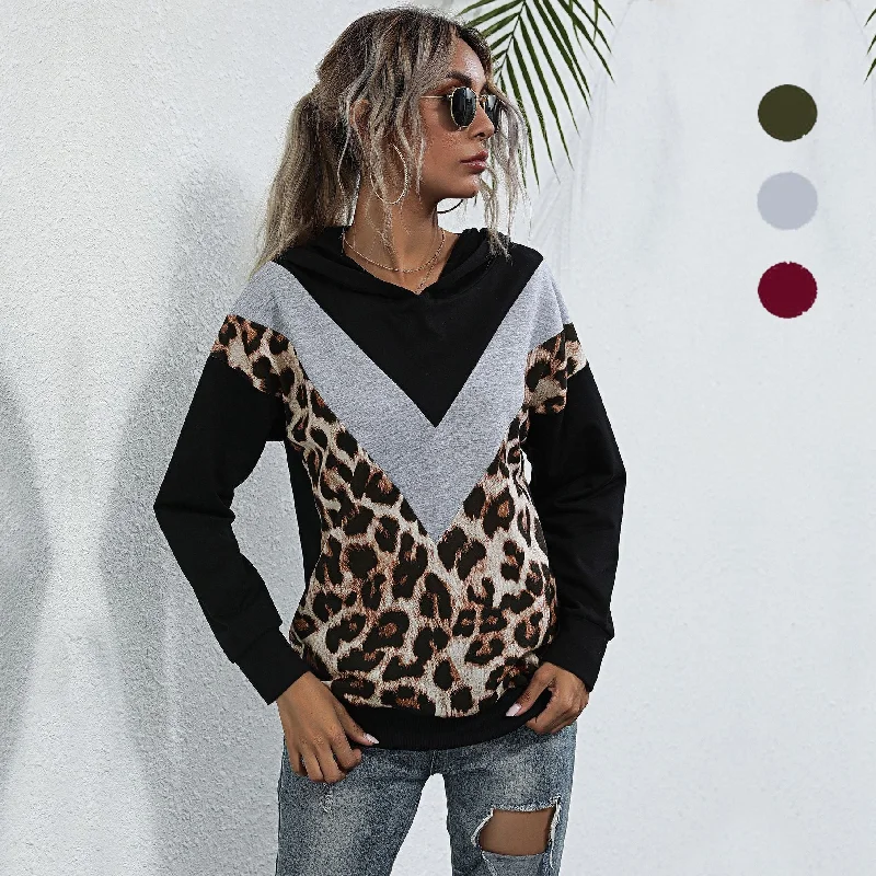 IKEARLAX New Popular trade splicing leopard print sweater hooded pullover long sleeve 2025 casual color contrast women popular new models Wool Sweater Cotton Sweater Cashmere Sweater IKEARLAX New Popular trade splicing leopard print sweater hooded pullover long sleeve 2025 casual color contrast women popular new models Wool Sweater Cotton Sweater Cashmere Sweater