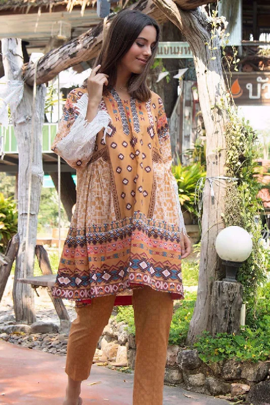 LAKHANY 2 PC UNSTITCHED DRESS KET-007 - BROWN