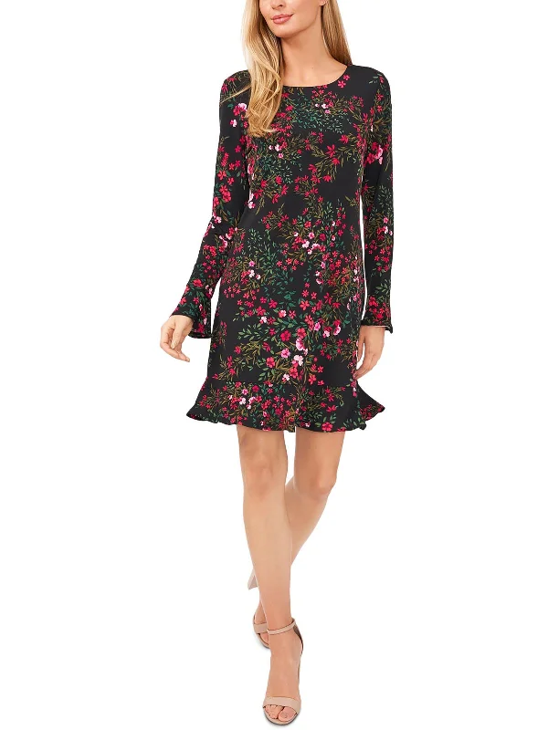Holiday Affair Womens Long Sleeve Floral Midi Dress