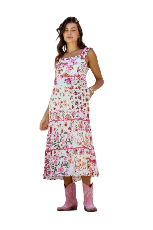 Muli Patch Print Strappy Dress