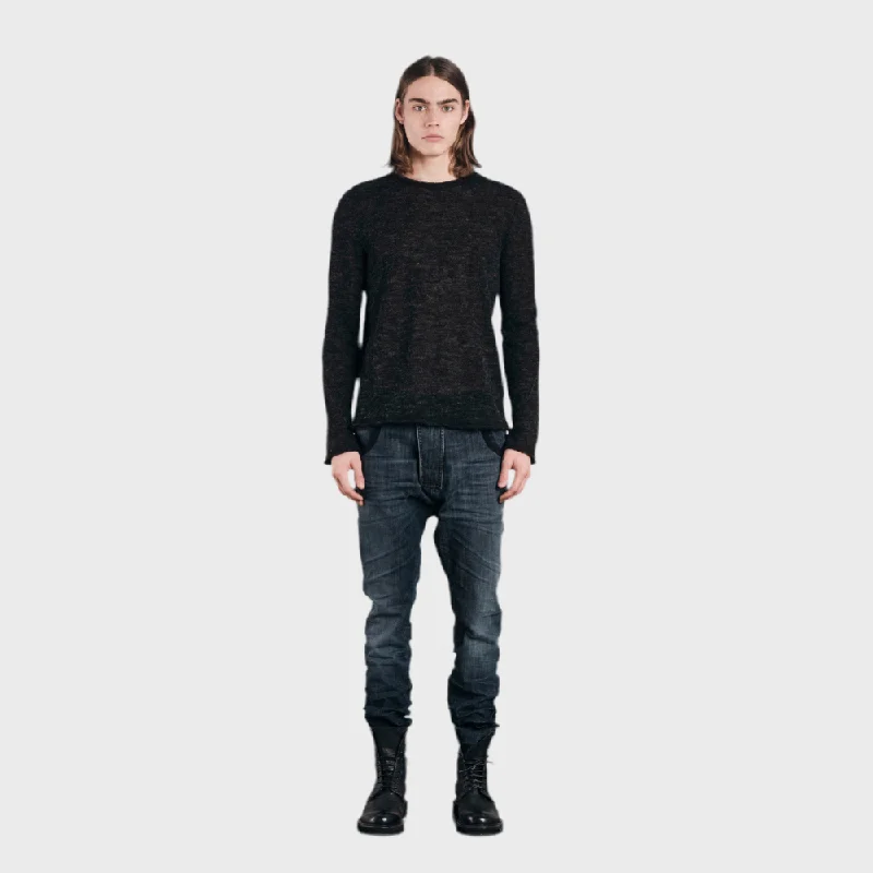 VISCOSE AND VIRGIN WOOL CREW NECK SWEATER BLACK Notch Collar Peter Pan Collar Cowl Neck VISCOSE AND VIRGIN WOOL CREW NECK SWEATER BLACK Notch Collar Peter Pan Collar Cowl Neck