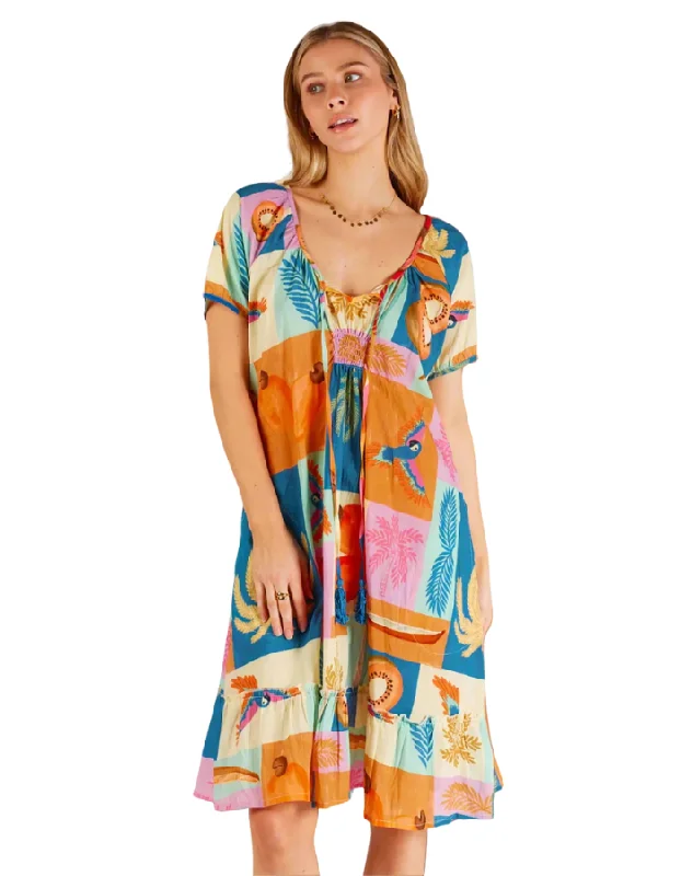 Madison Shirred Dress Lagoon