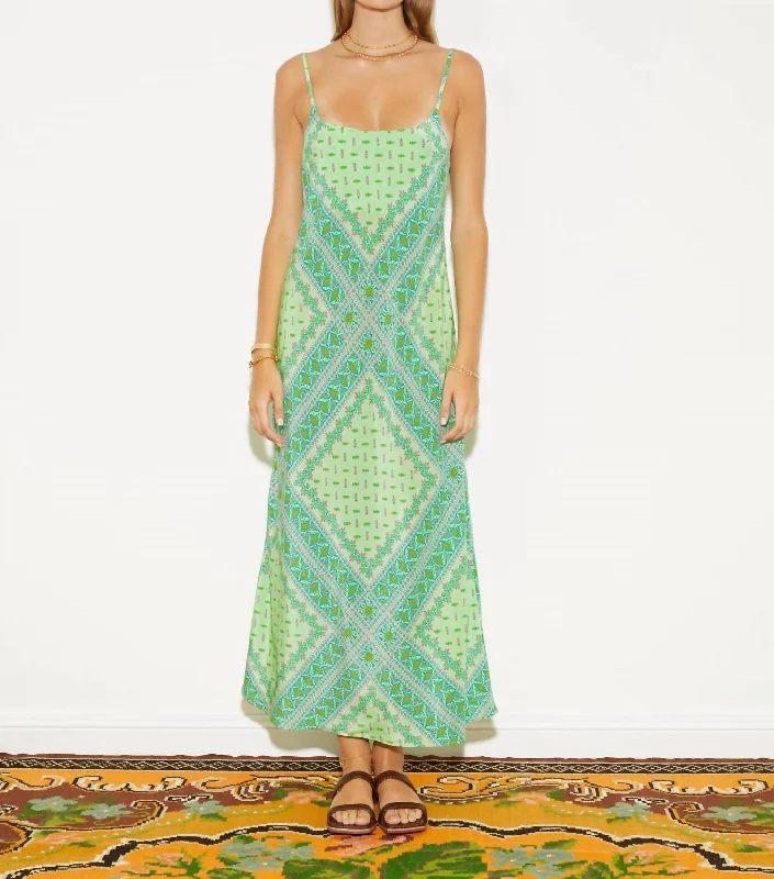 Bon Bon Silk Bias Slip Dress In Jardin