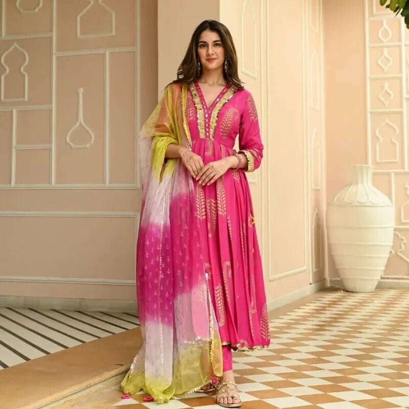 Rayon Designer India Pakistan Pink Salwar Kameez Dress Party Suit Wedding