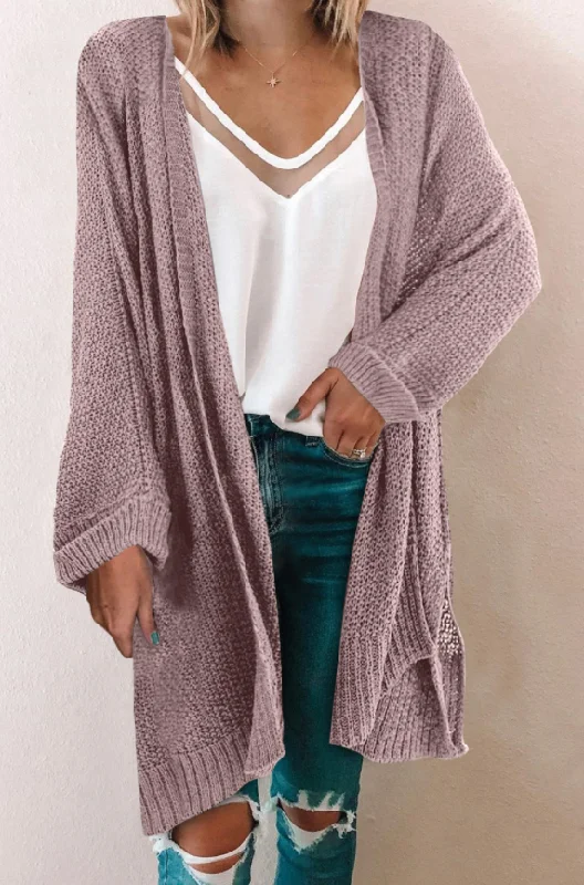 Grape  Knit Long Cardigan Elegant Classic Vintage