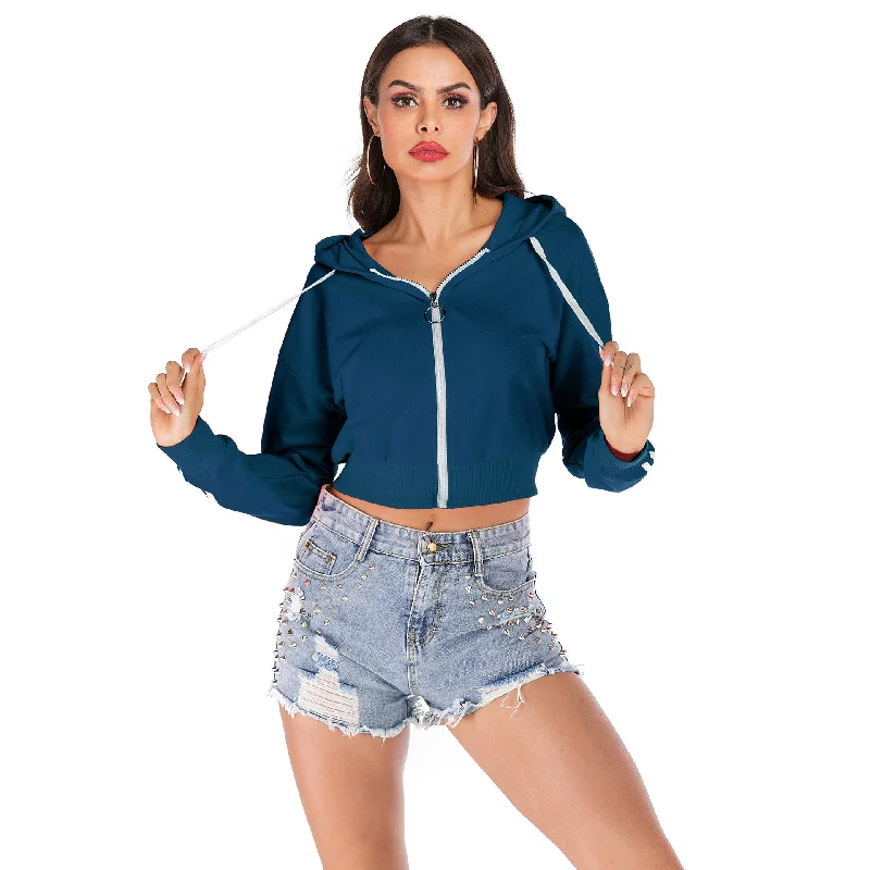 IKEARLAX 2025 women's clothing New autumn solid color hooded long-sleeved casual bottoming sweater jacket women's short Seamless Knitted Crochet IKEARLAX 2025 women's clothing New autumn solid color hooded long-sleeved casual bottoming sweater jacket women's short Seamless Knitted Crochet