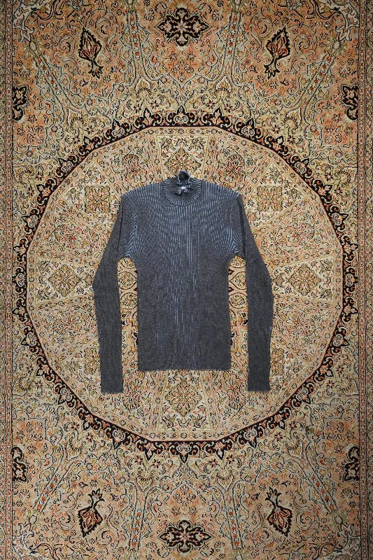 FUNNEL NECK CONTRASTED SWEATER (GREY&SKY BLUE) Front Pockets Side Pockets Patch Pockets FUNNEL NECK CONTRASTED SWEATER (GREY&SKY BLUE) Front Pockets Side Pockets Patch Pockets