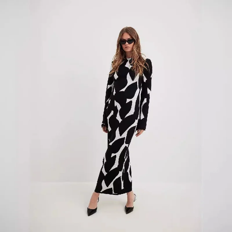 IKEARLAX Europe, America, autumn and winter new cross-border women's clothing long-sleeved dress women's knitted 2025 trade sweater long dress Mesh Fabric Canvas Fabric Denim Fabric IKEARLAX Europe, America, autumn and winter new cross-border women's clothing long-sleeved dress women's knitted 2025 trade sweater long dress Mesh Fabric Canvas Fabric Denim Fabric