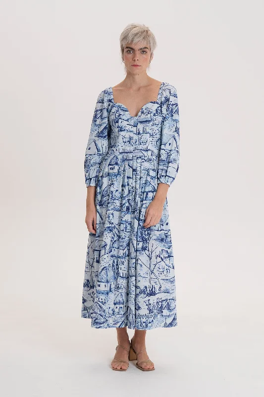 Tabdi Bustier Midi Dress Farm Blue