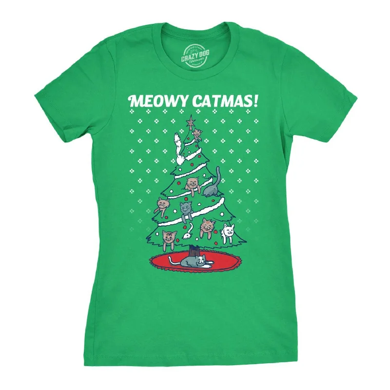 Meowy Christmas Cat Tree Ugly Christmas Sweater Women's T Shirt Anti-Pilling Anti-Shrink Durable Meowy Christmas Cat Tree Ugly Christmas Sweater Women's T Shirt Anti-Pilling Anti-Shrink Durable