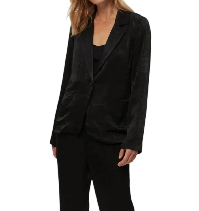 Paula Hammered Satin Blazer In Black Women's Fashion Blazer