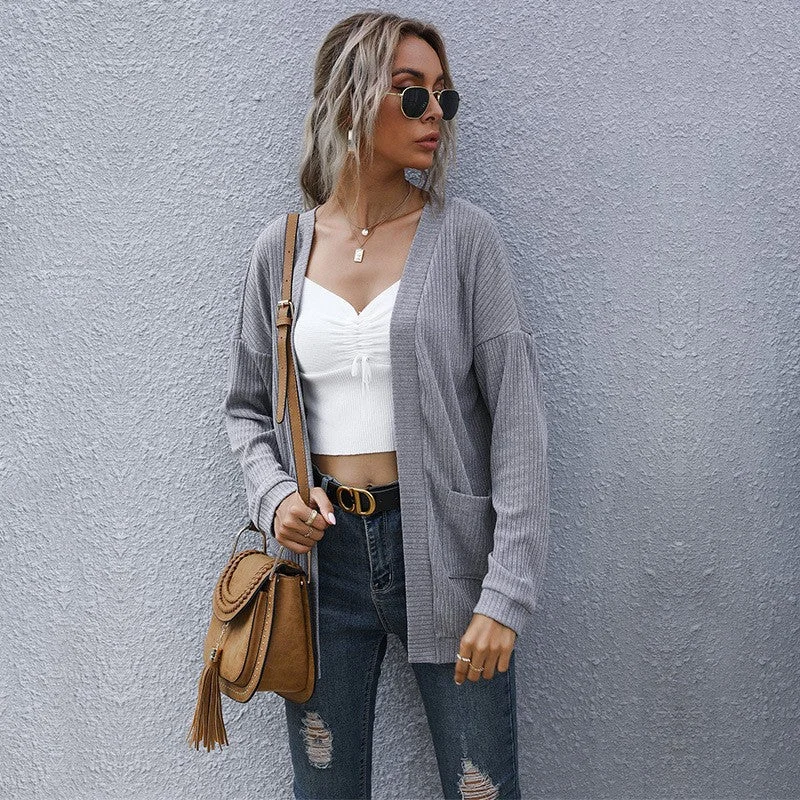 IKEARLAX New New Autumn and Winter 2025 Casual Women's Clothing Basic Long Sleeve Solid Color Sweater Cardigan Velvet Chenille Corduroy IKEARLAX New New Autumn and Winter 2025 Casual Women's Clothing Basic Long Sleeve Solid Color Sweater Cardigan Velvet Chenille Corduroy